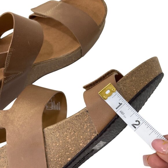 Clarks Womens Auriel Faux Leather Wedge Sandals SZ 9.5M Brown Double Straps - Picture 8 of 16